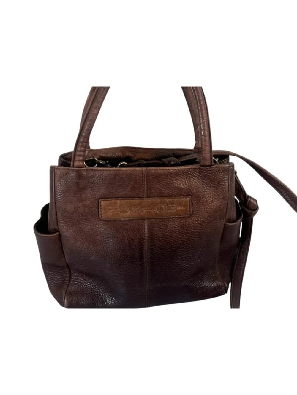 Vintage Fossil 1954 Pebbled Black Leather Crossbody Bag 75082